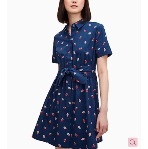 Kate Spade tossed strawberry shirt dress size M - Picture 5 of 14